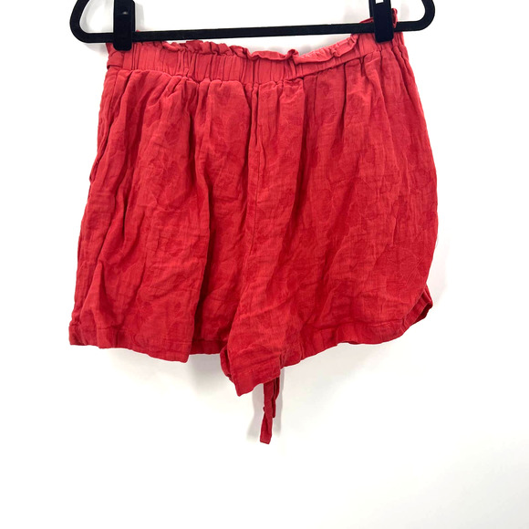 a love's a Red / Orange  Boho Lagen Look Shorts Linen Cotton Blend Women's 10 - Picture 2 of 8